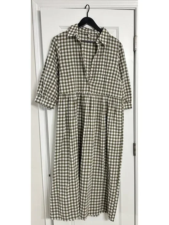 BARBOUR Adele Midi Shirt Dress in Dusky Gingham Green Size US 10 - Picture 3 of 12